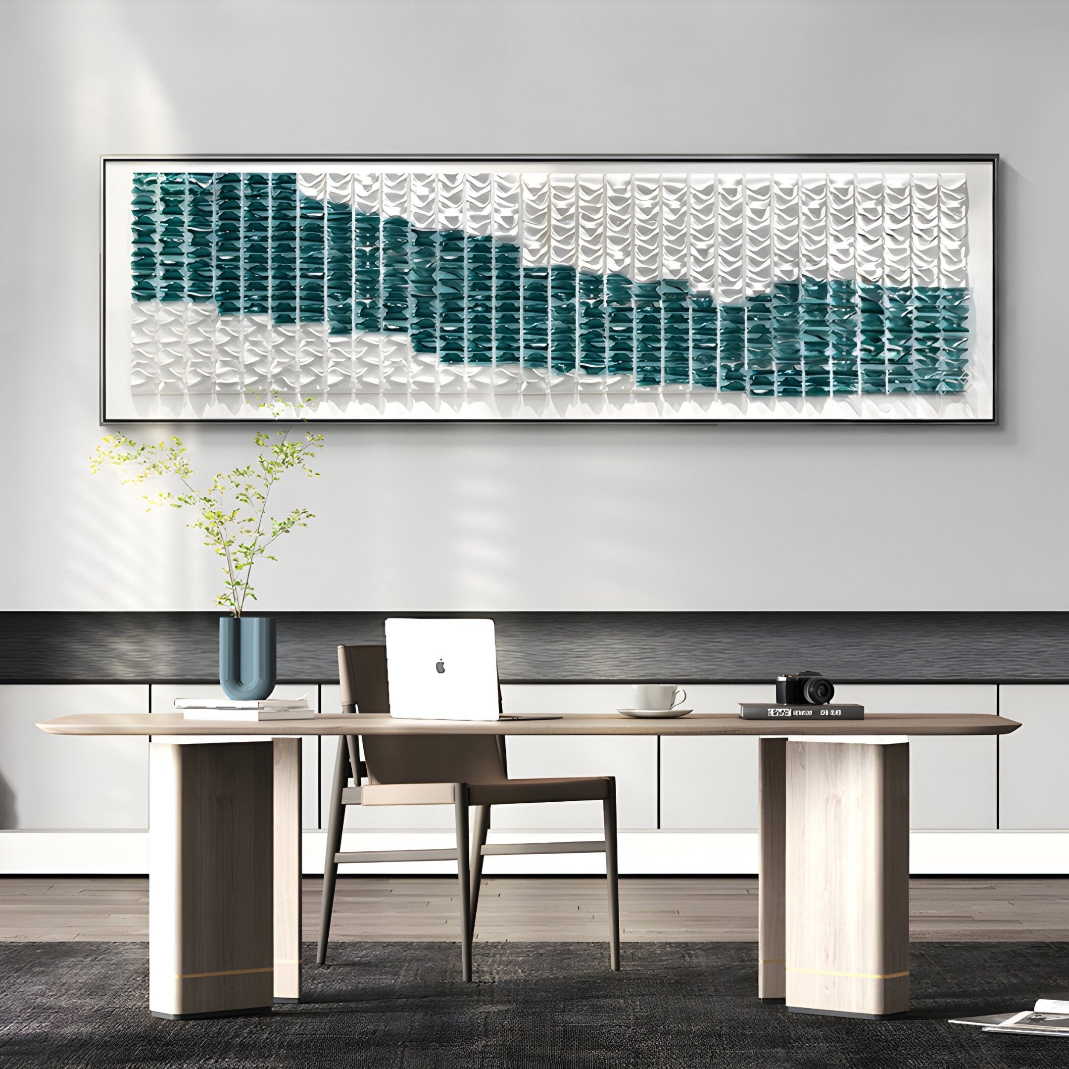 Waveform Teal Stream Acrylic 3D Wall Art