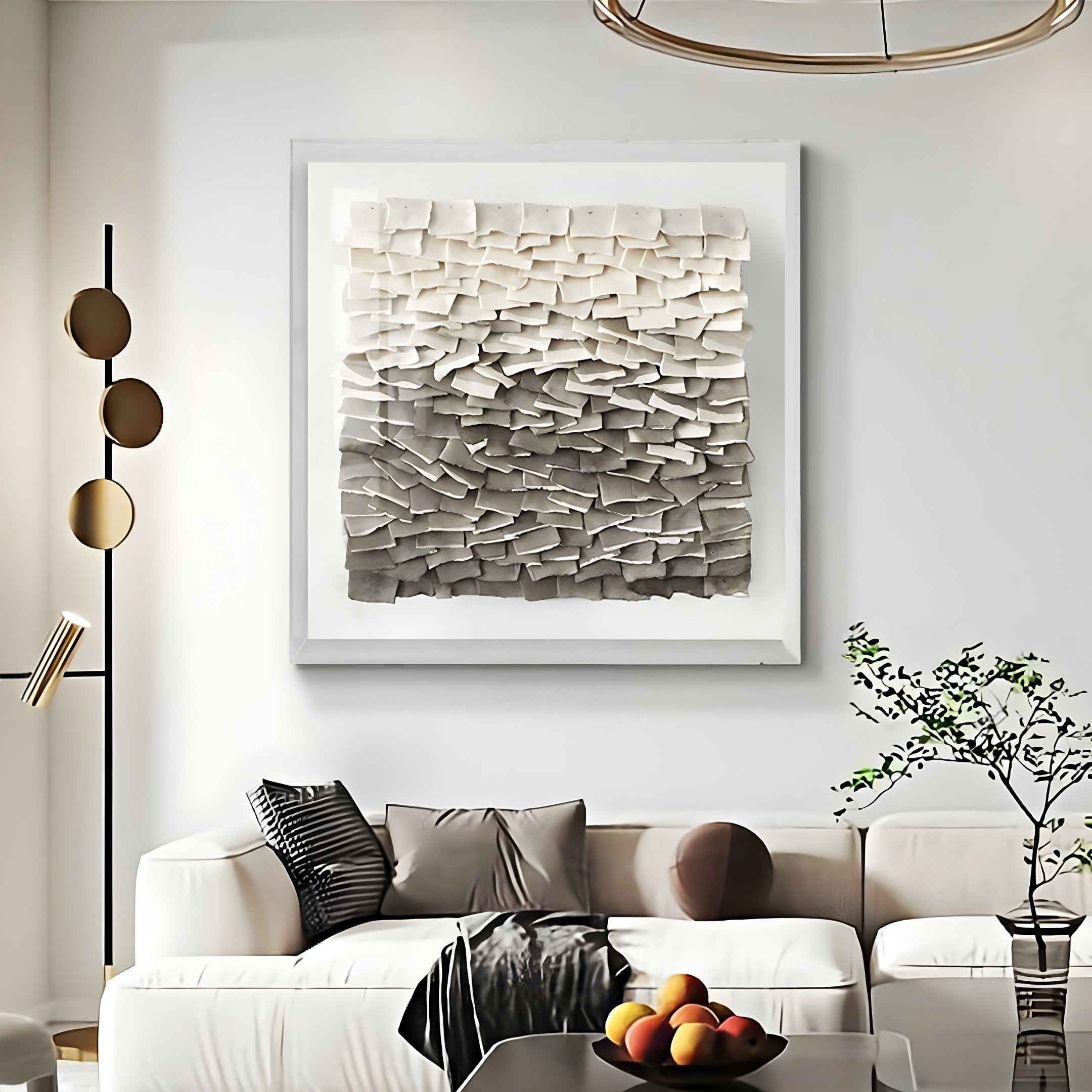 Terraform Ash & Ivory Gradient Leather 3D Wall Art