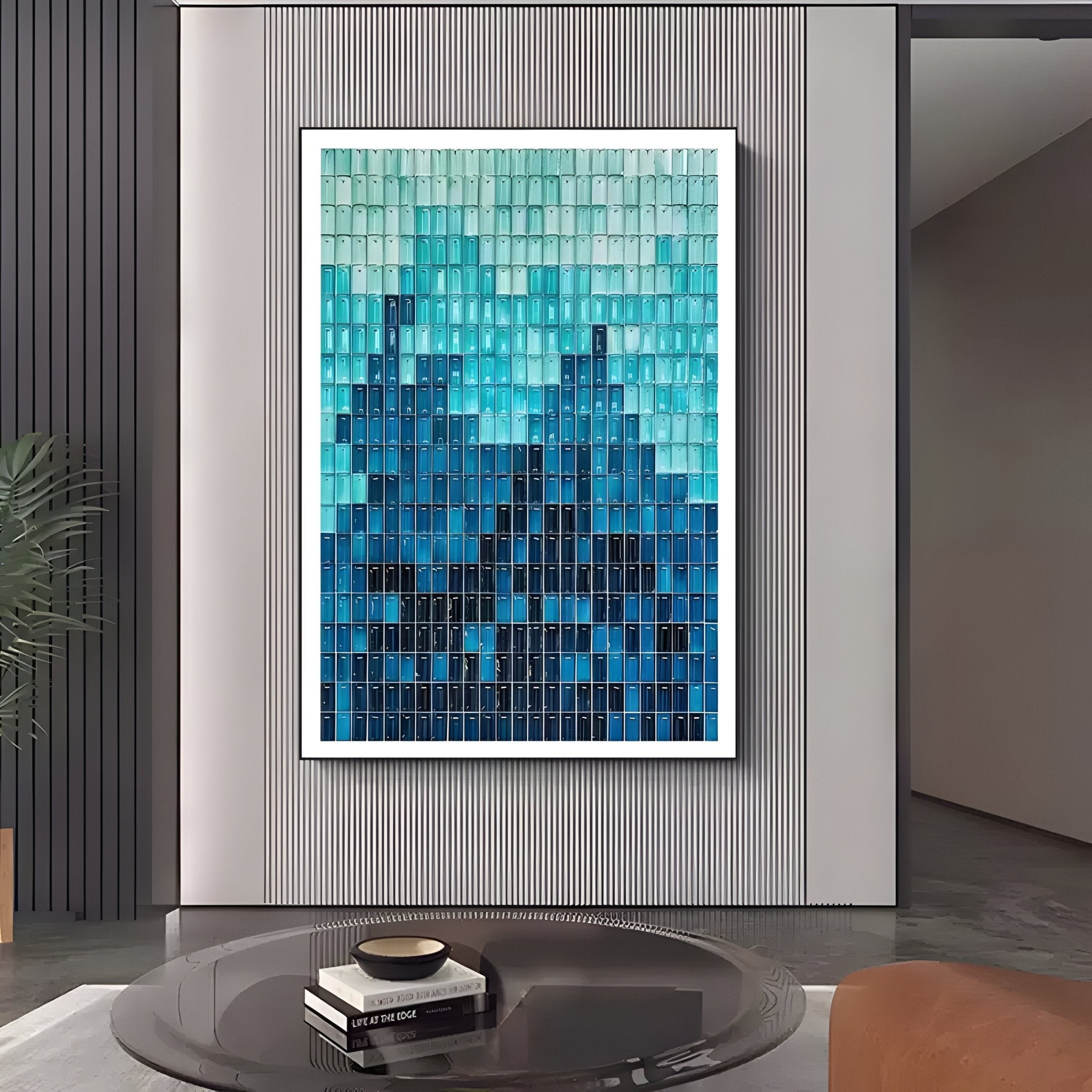 Prism Azure Fade Rectangular Framed Acrylic 3D Wall Art