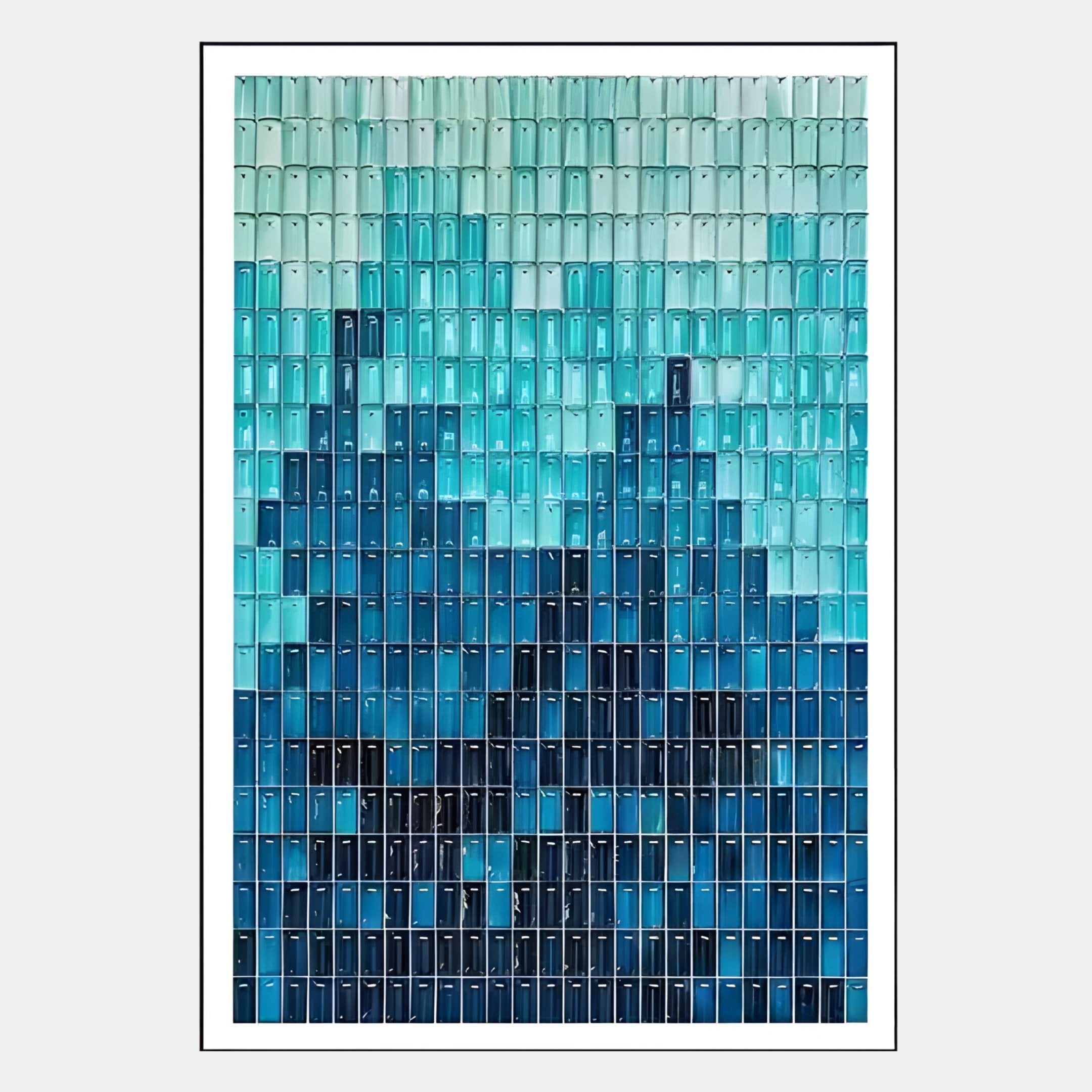 Prism Azure Fade Rectangular Framed Acrylic 3D Wall Art