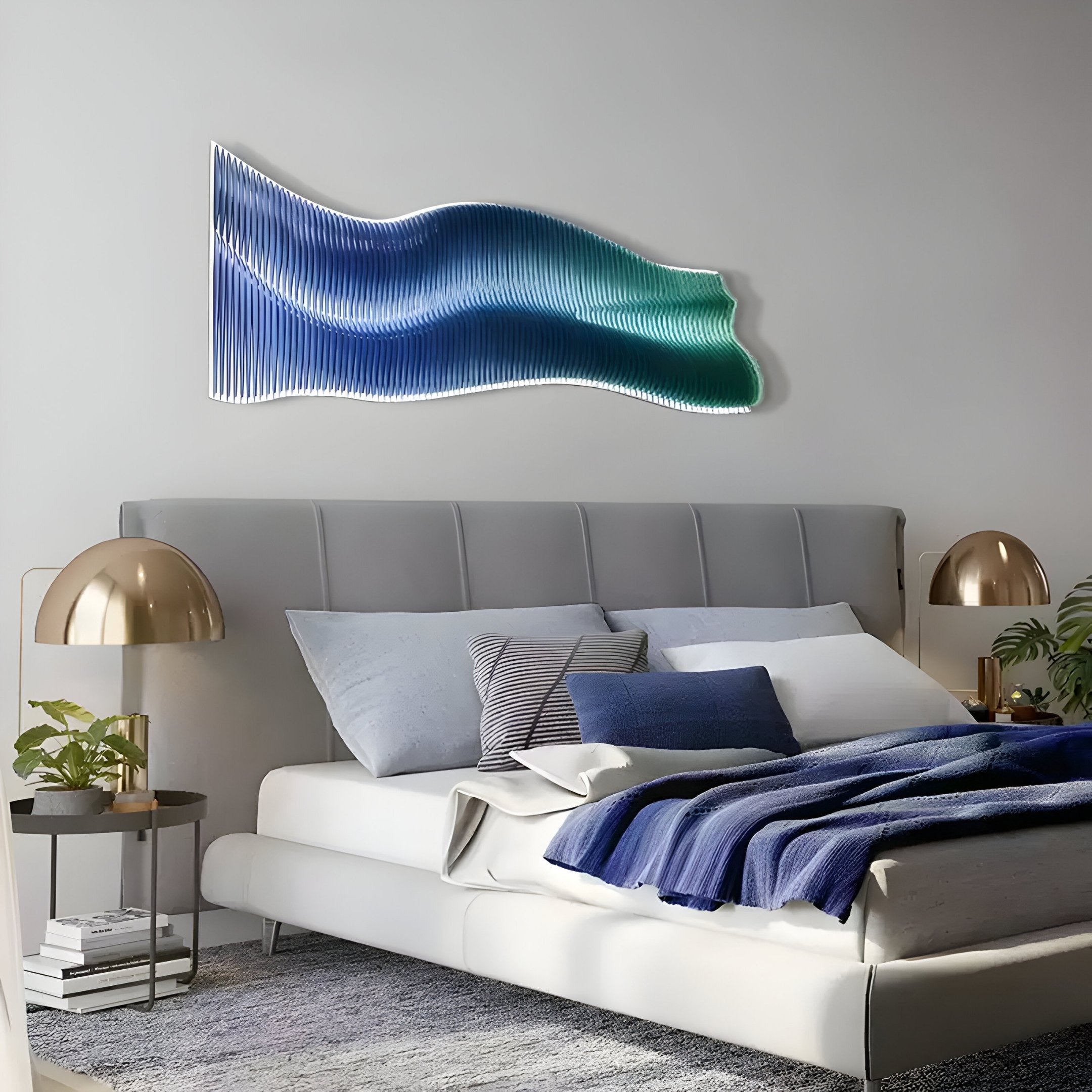 Waveline Emerald & Teal Fluid Waveform Acrylic 3D Wall Art
