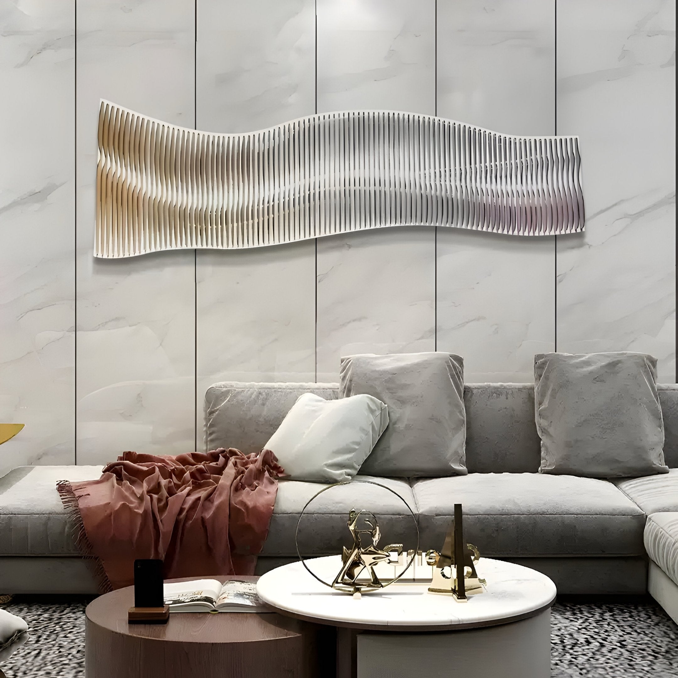 Waveline Amber & Plum Gradient Wave Acrylic 3D Wall Art