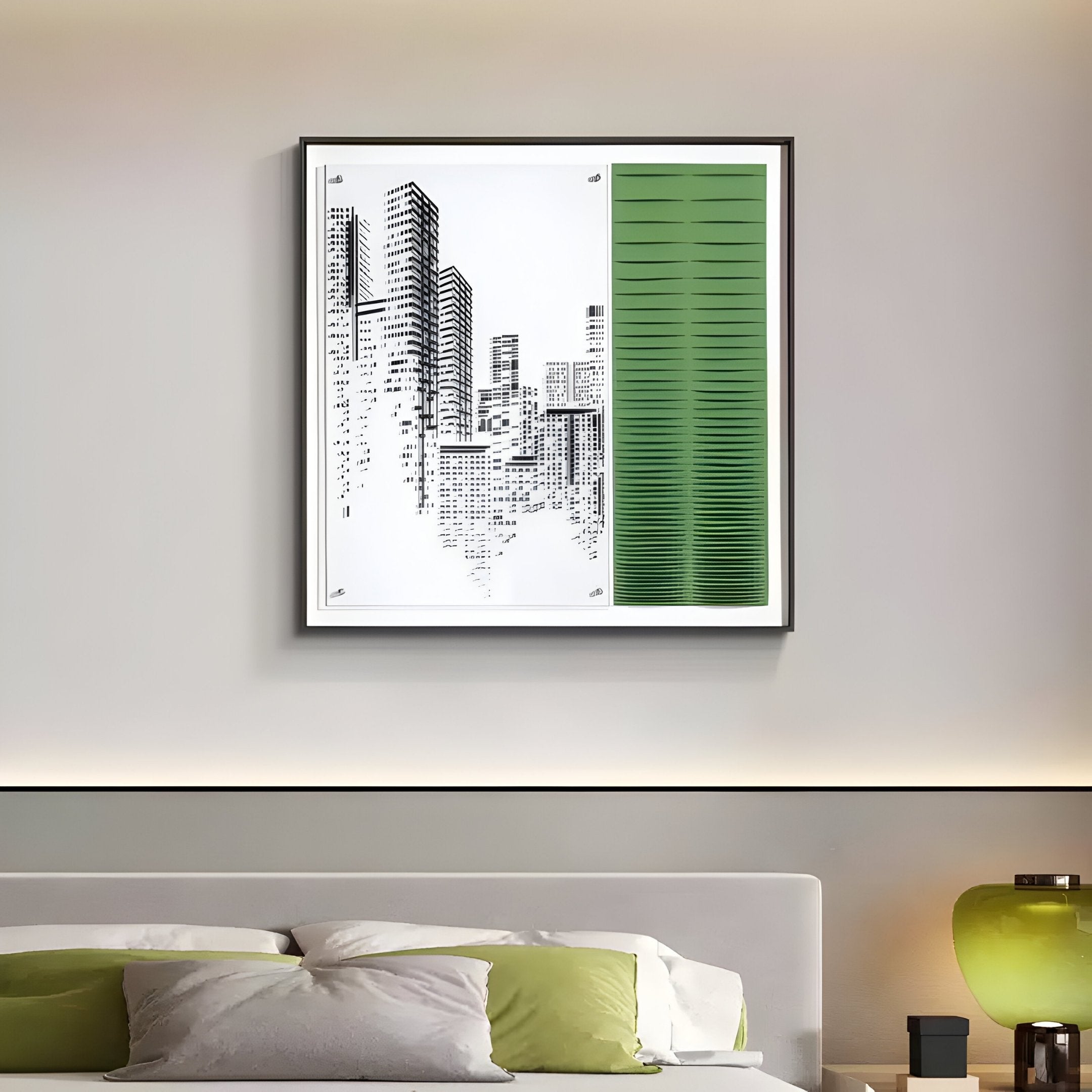 Urban Rise Green Skyline Acrylic 3D Wall Art