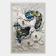 The Pearlash Coral Nest Mixed Media 3D Wall Art by Giant Sculptures features layered white paper, coiled rope, metallic blue and gold foil accents, and green beads abstractly arranged on a white background for striking sculptural decor.