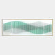 Harmoni Green Gradient Wave Acrylic 3D Wall Art featuring evenly spaced vertical acrylic slats in mint-to-green gradient fading to white, set in a gold-toned frame against a light background.