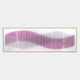Harmoni Pink Gradient Wave Acrylic 3D Wall Art featuring vertical acrylic fins flowing from blush pink to white in a continuous wave, set in a gold-toned aluminium frame on a light background.