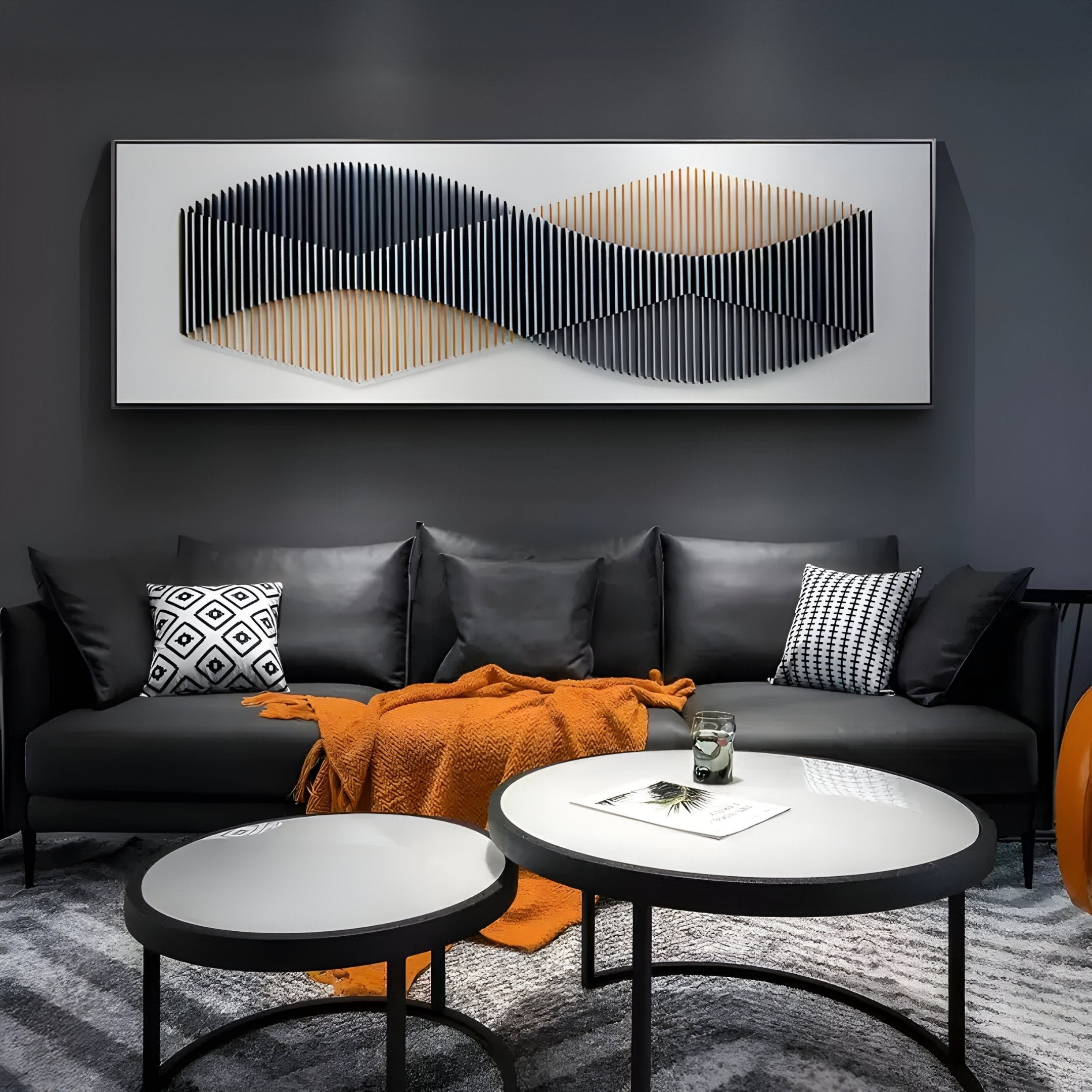 Harmoni Black & Tan Gradient Wave Acrylic 3D Wall Art