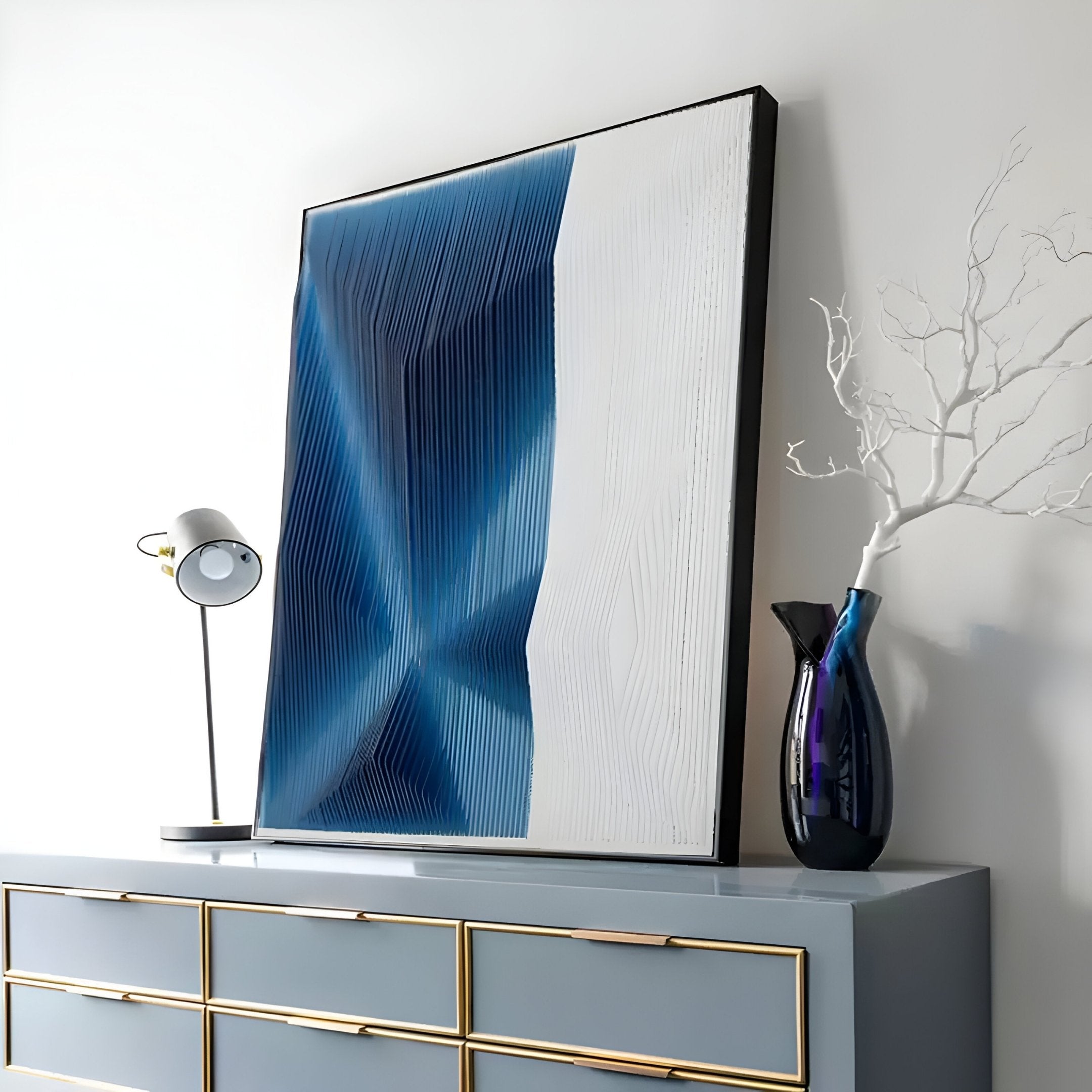 Kinetix Deep Indigo & White Optical Acrylic 3D Wall Art
