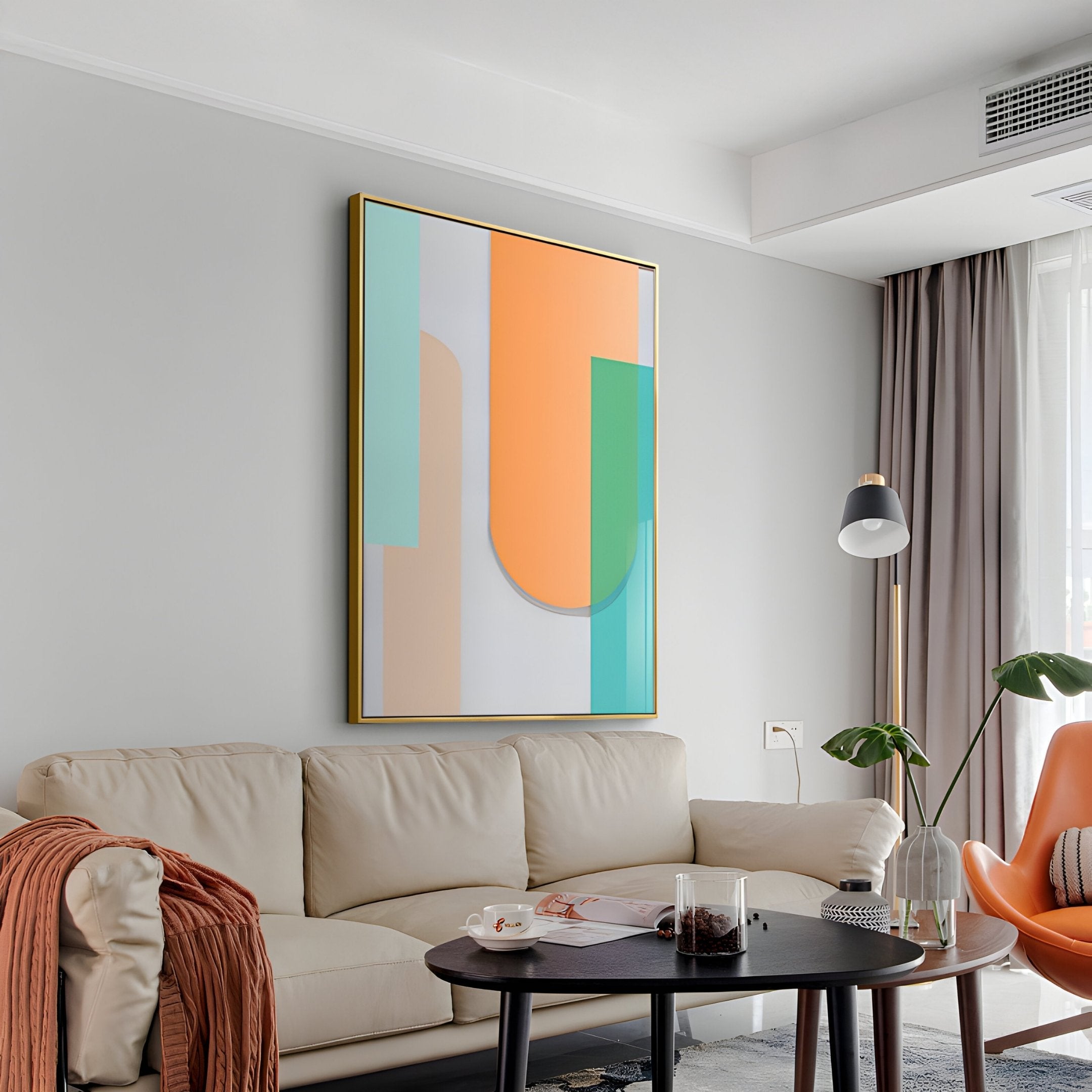 Bounce Orange & Mint Panel Acrylic 3D Wall Art