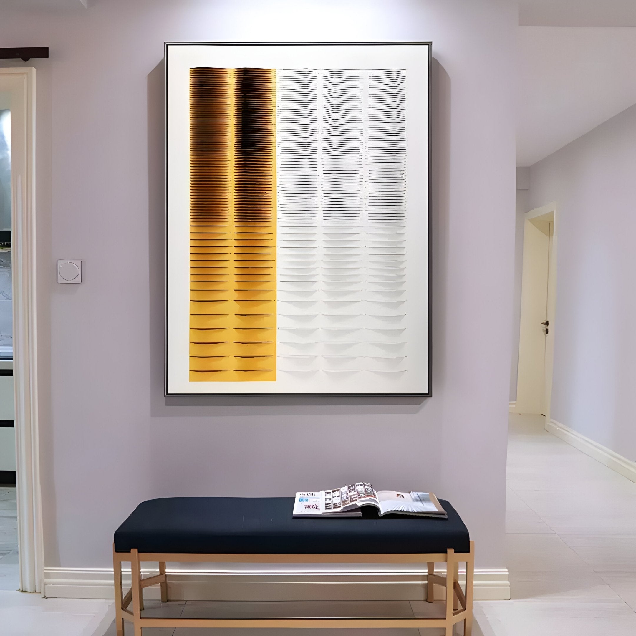 Gradient Burnt Amber & White Stripe Fold Acrylic 3D Wall Art