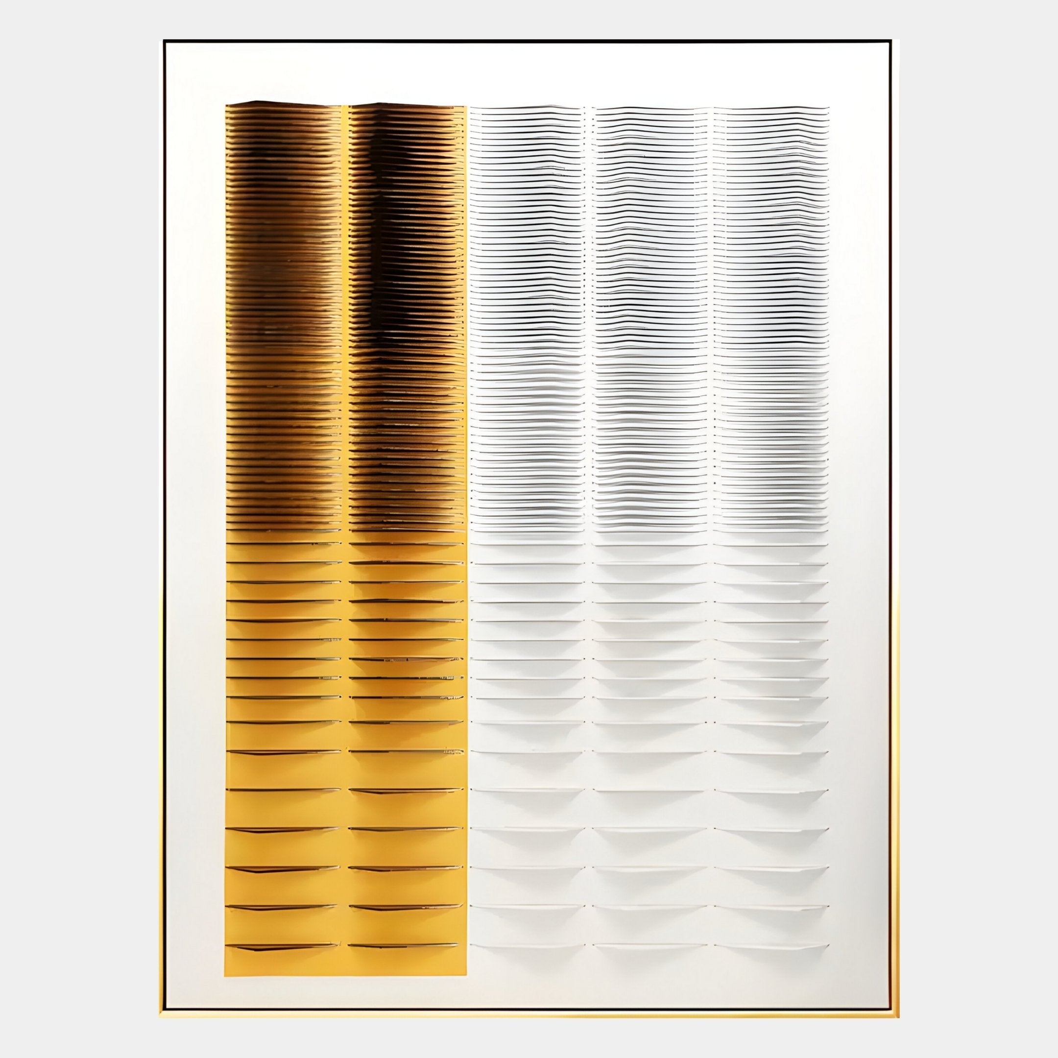 Gradient Burnt Amber & White Stripe Fold Acrylic 3D Wall Art