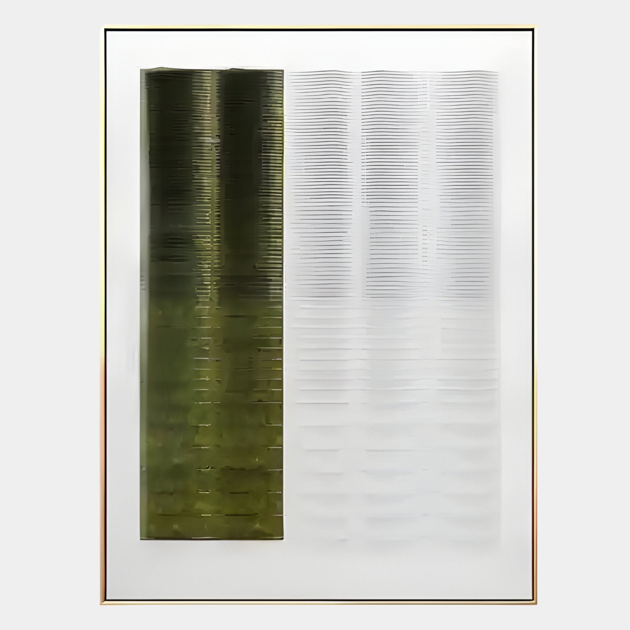 Gradient Olive Moss & White Stripe Fold Acrylic 3D Wall Art