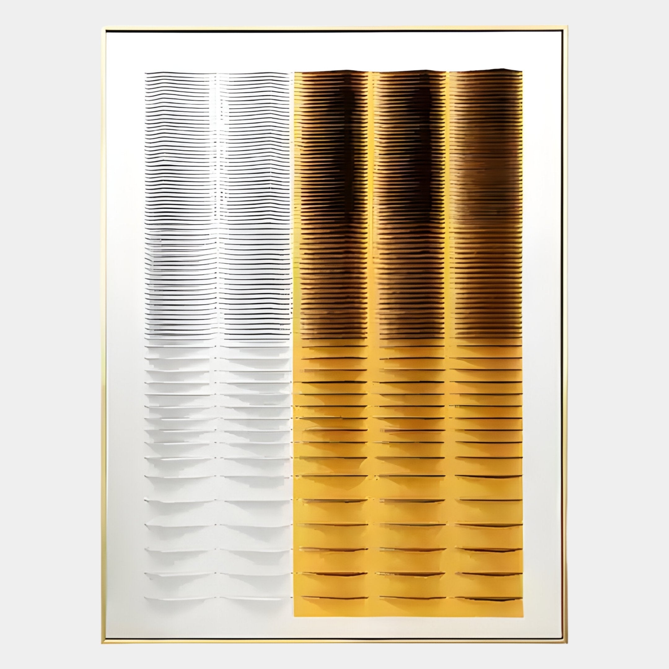 Gradient Triple Burnt Amber & White Stripe Fold Acrylic 3D Wall Art