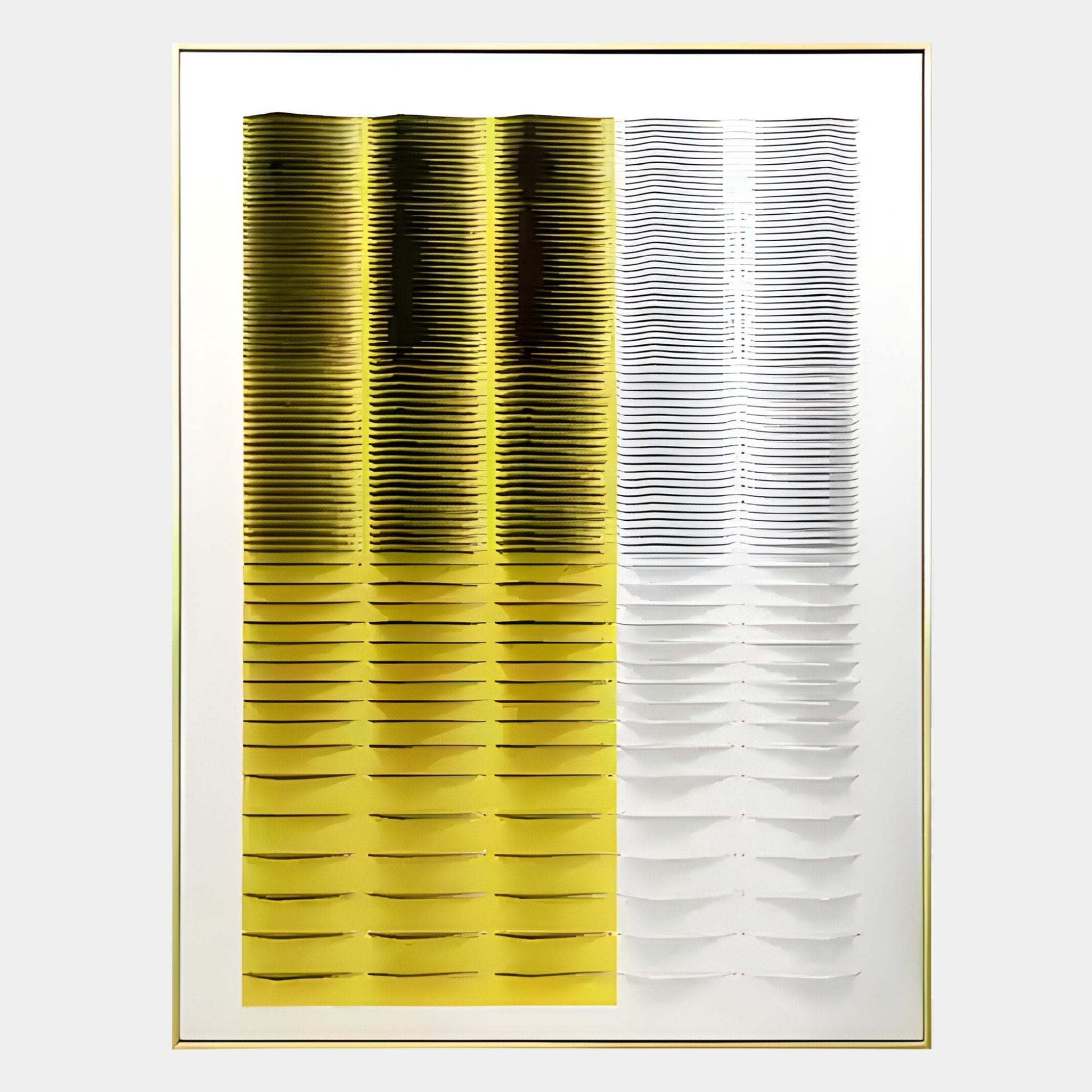 Gradient Yellow & White Stripe Fold Acrylic 3D Wall Art