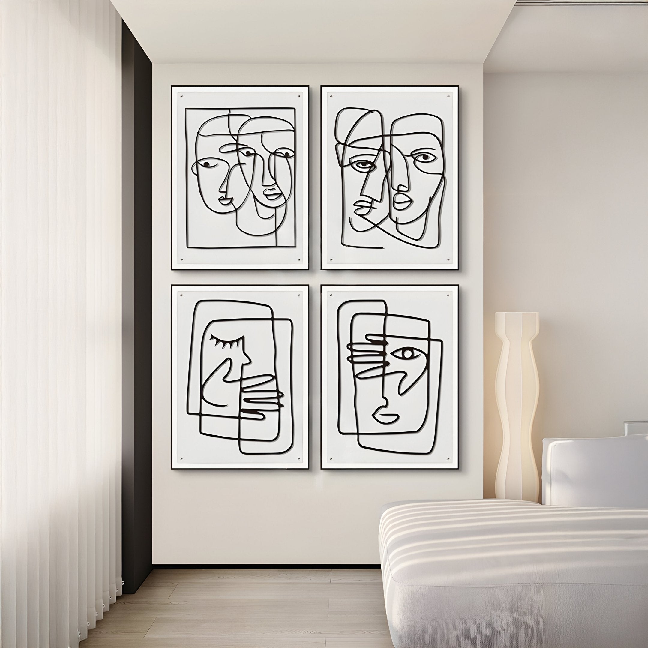 Linea Couple Faces Minimal Acrylic UV 3D Wall Art