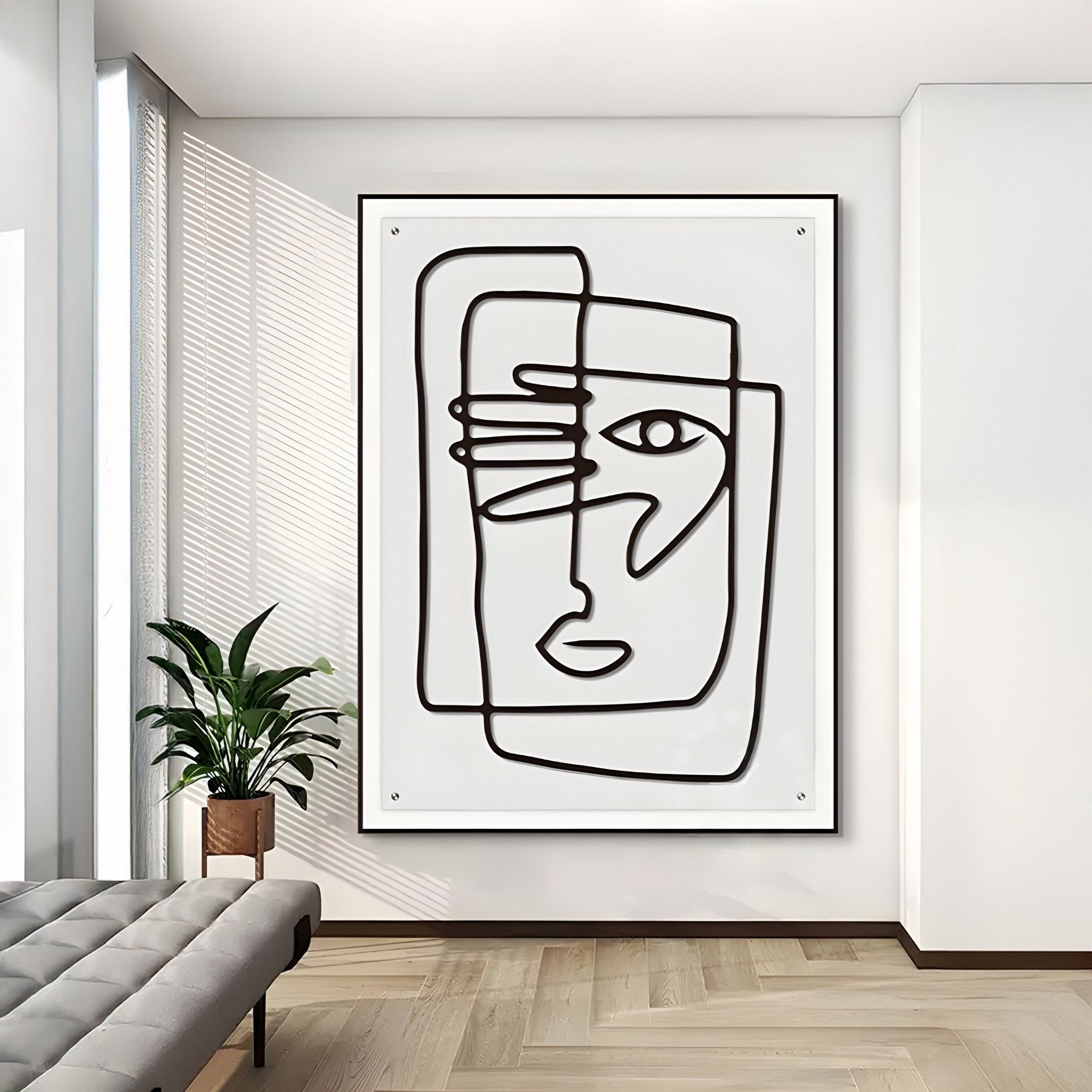 Linea Shielded Face Minimal Acrylic UV 3D Wall Art