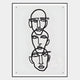 Linea Trio Faces Minimal Acrylic UV 3D Wall Art by Giant Sculptures featuring three vertically stacked abstract line-drawn faces in black acrylic tubing on a white acrylic base with aluminium alloy frame.