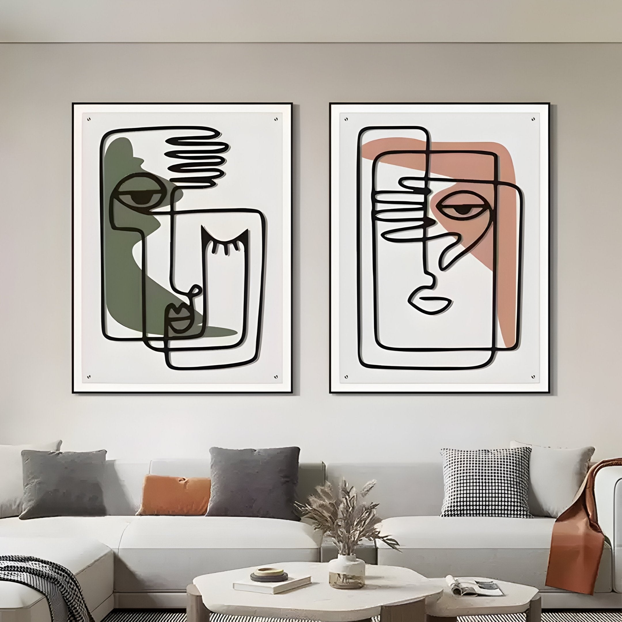 Linea Terra Accent Abstract Face Minimal Acrylic UV 3D Wall Art