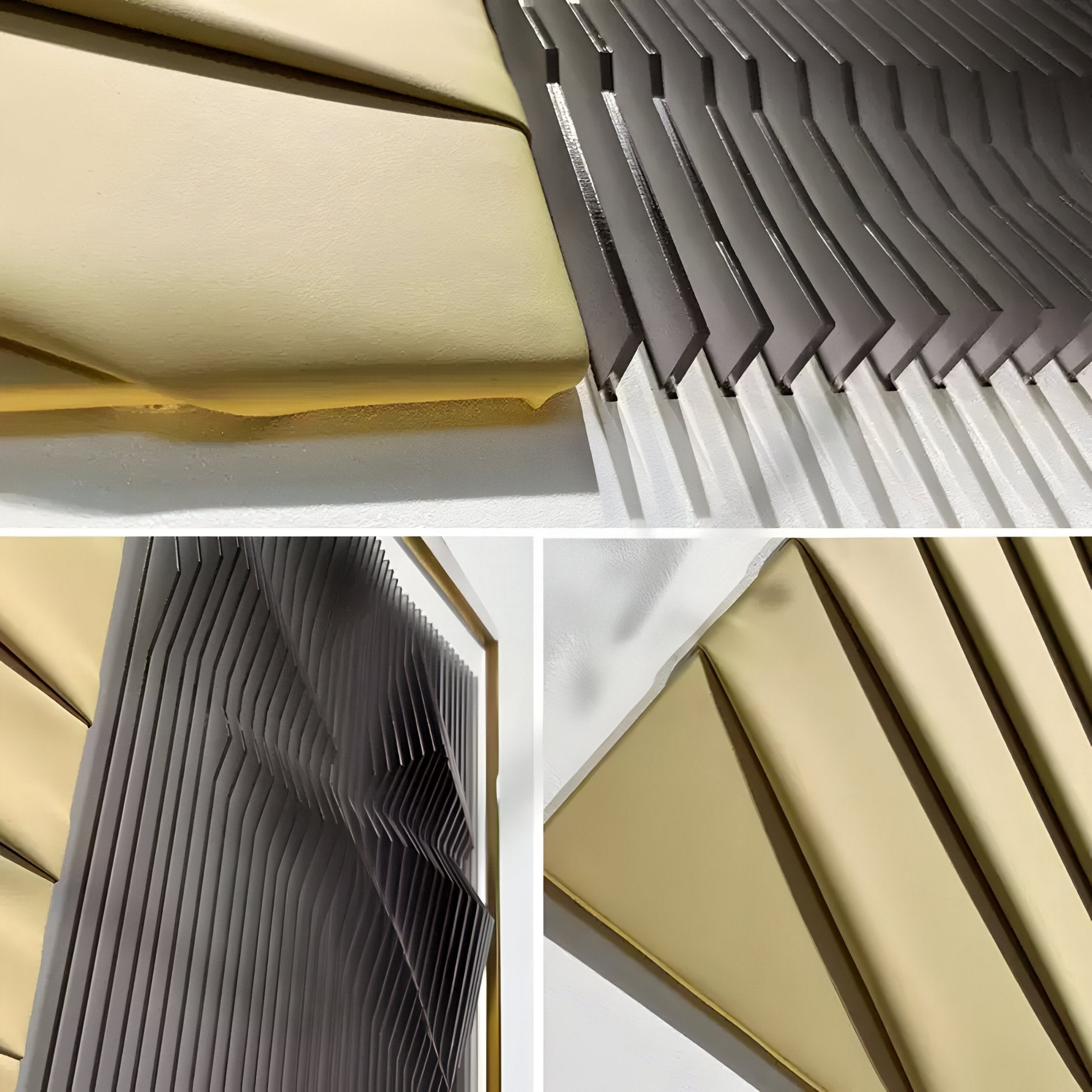 Ridge Beige & Black Leather & Acrylic 3D Wall Art