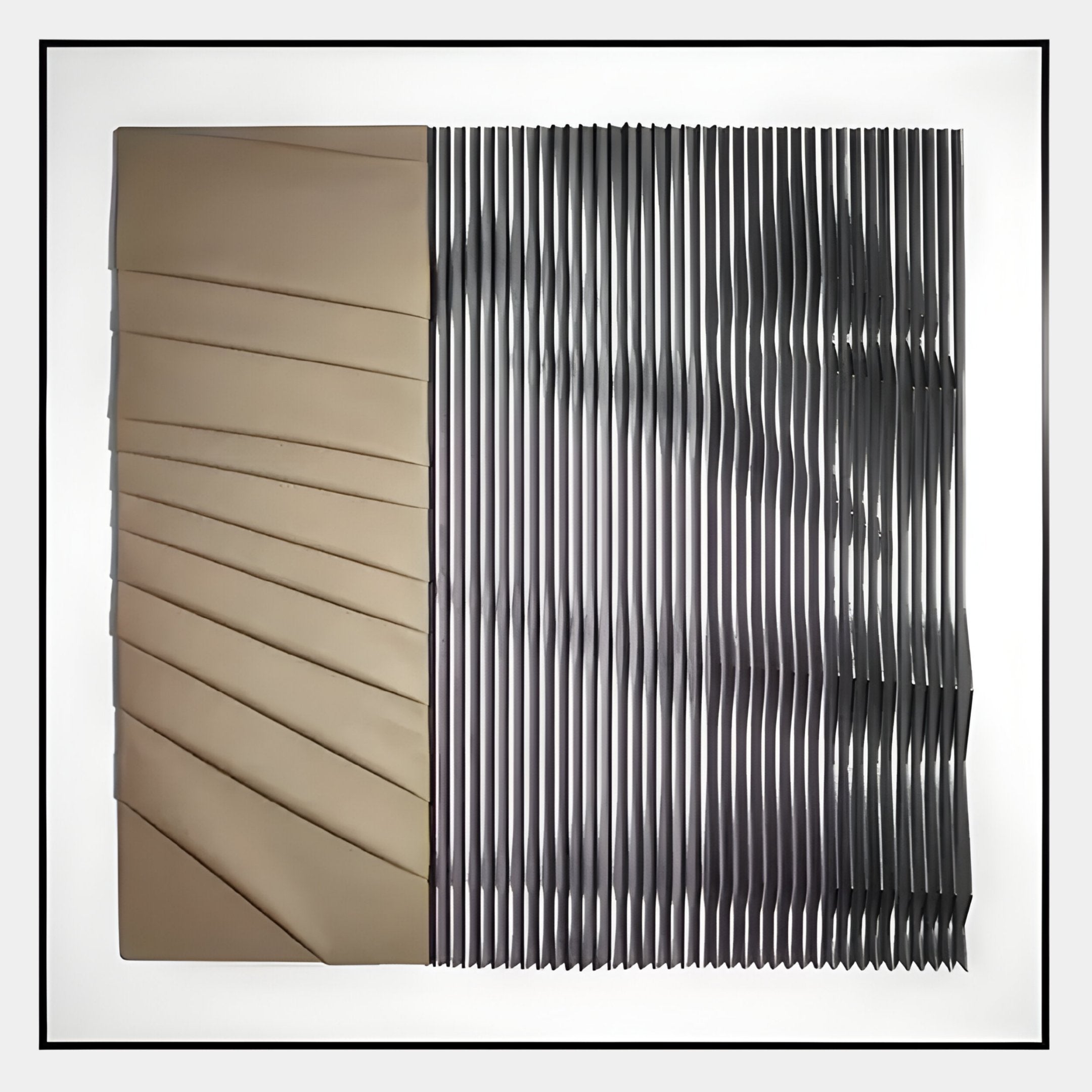 Ridge Beige & Black Leather & Acrylic 3D Wall Art