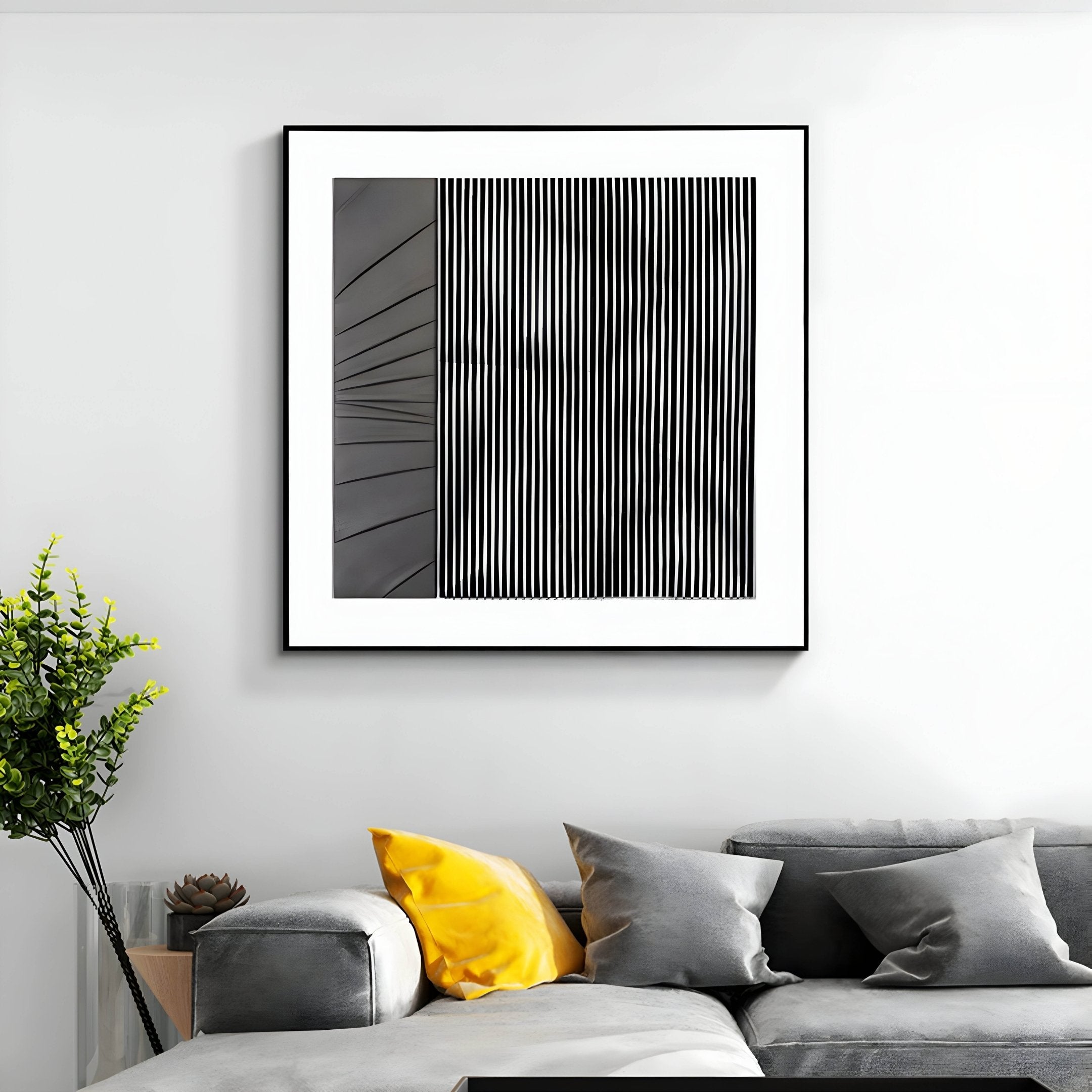 Ridge Charcoal & White Leather & Acrylic 3D Wall Art