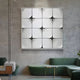 Glint Glossy White Curved Grid Framed Acrylic 3D Wall Art