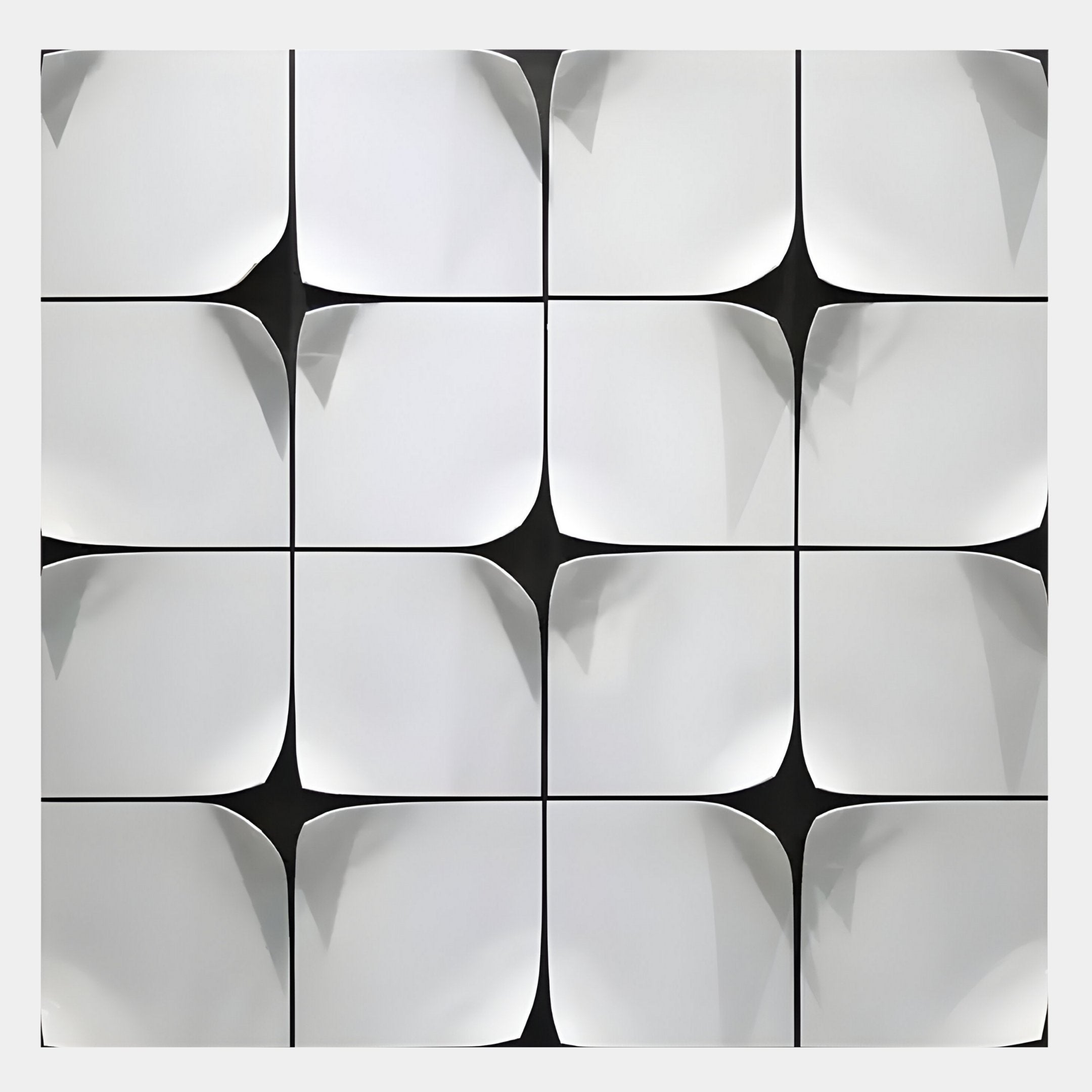 Glint Glossy White Curved Grid Frameless Acrylic 3D Wall Art
