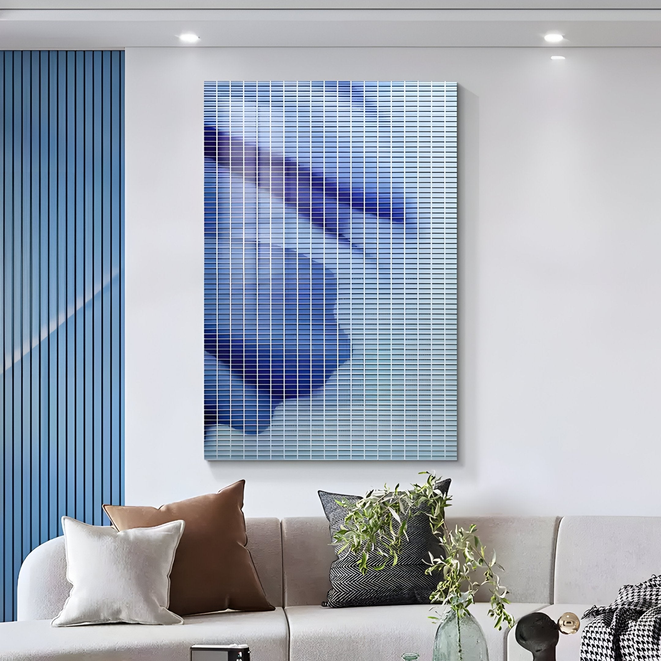 Lattice Indigo Fade Acrylic 3D Wall Art