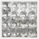 Top-down view of sixteen clear glasses in a dishwasher rack, their reflections evoke the bubble grid effect of Giant Sculptures Haloid II Bubble Grid Acrylic 3D Wall Art.