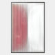 The Verta Rose Gradient Acrylic 3D Wall Art by Giant Sculptures features vertical slats in rose gradient tones on the left and crisp white on the right, blending into a sleek abstract design within a thin black frame.