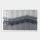 The Tessera Silver Mist & Pastel Blue Line Acrylic 3D Wall Art by Giant Sculptures features overlapping gray chevrons with a wavy blue and white line, creating striking modern geometric wall decor full of depth and movement.