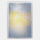 The Chromat Lemon Sky Radiance Acrylic 3D Wall Art by Giant Sculptures features a rectangular white frame with evenly spaced horizontal slats, showcasing a soft pastel gradient in yellow, blue, and purple—ideal for modern wall decor.