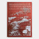 The Dynasty Crimson Peaks Acrylic 3D Wall Art by Giant Sculptures features a red rectangular design with vertical slits, revealing an abstract white mountain landscape—ideal textured decor for contemporary spaces.
