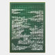 The Dynasty Forest Green Pavilion Framed Acrylic 3D Wall Art by Giant Sculptures features a green and yellow frame with a detailed white illustration of Japanese pavilions, trees, and bridges, perfect as Zen-inspired wall decor.