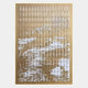 The Dynasty Golden Cliffs Framed Acrylic 3D Wall Art by Giant Sculptures showcases intricately carved beige mountains with vertical slits, revealing a white backdrop for a layered, textured effect—perfect for modern Zen spaces.