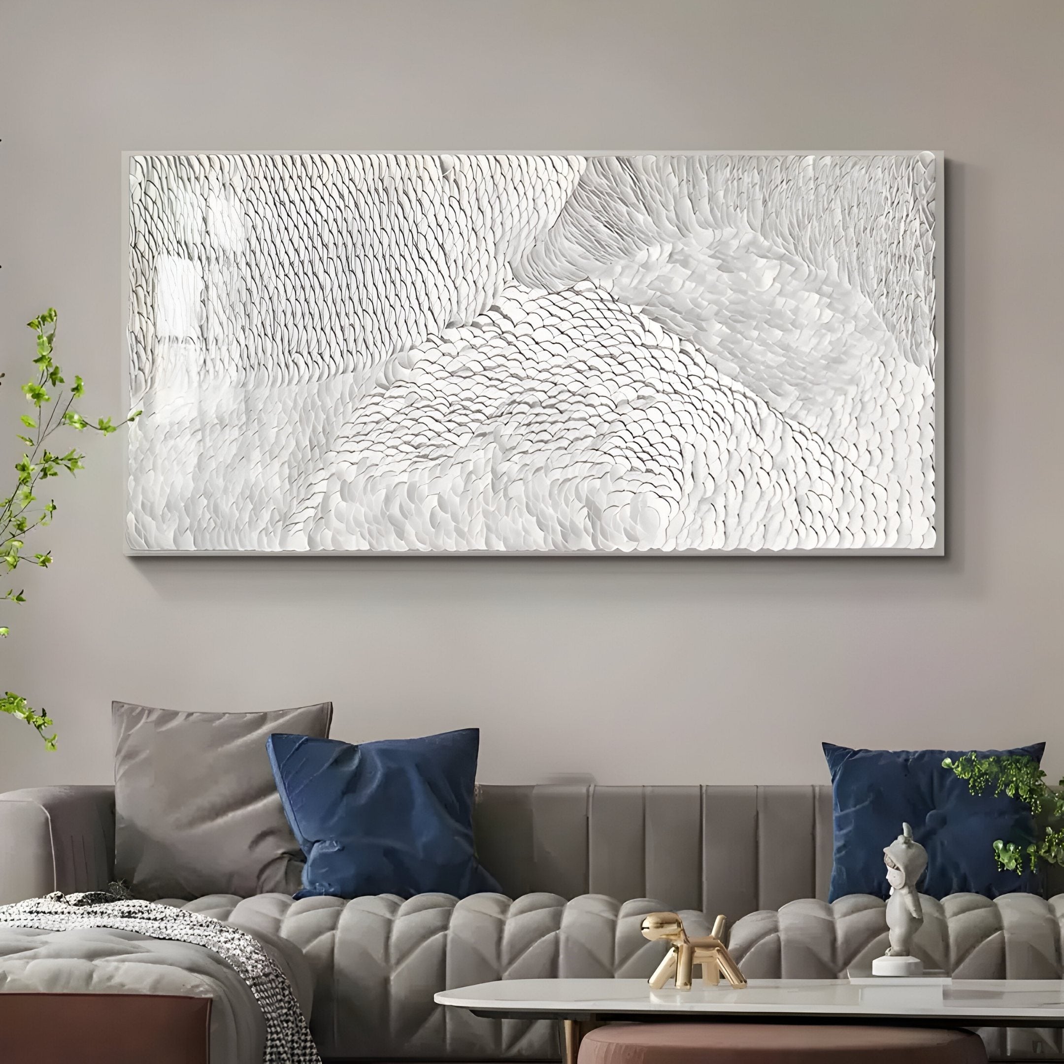 Vermira White Textured Leather 3D Wall Art