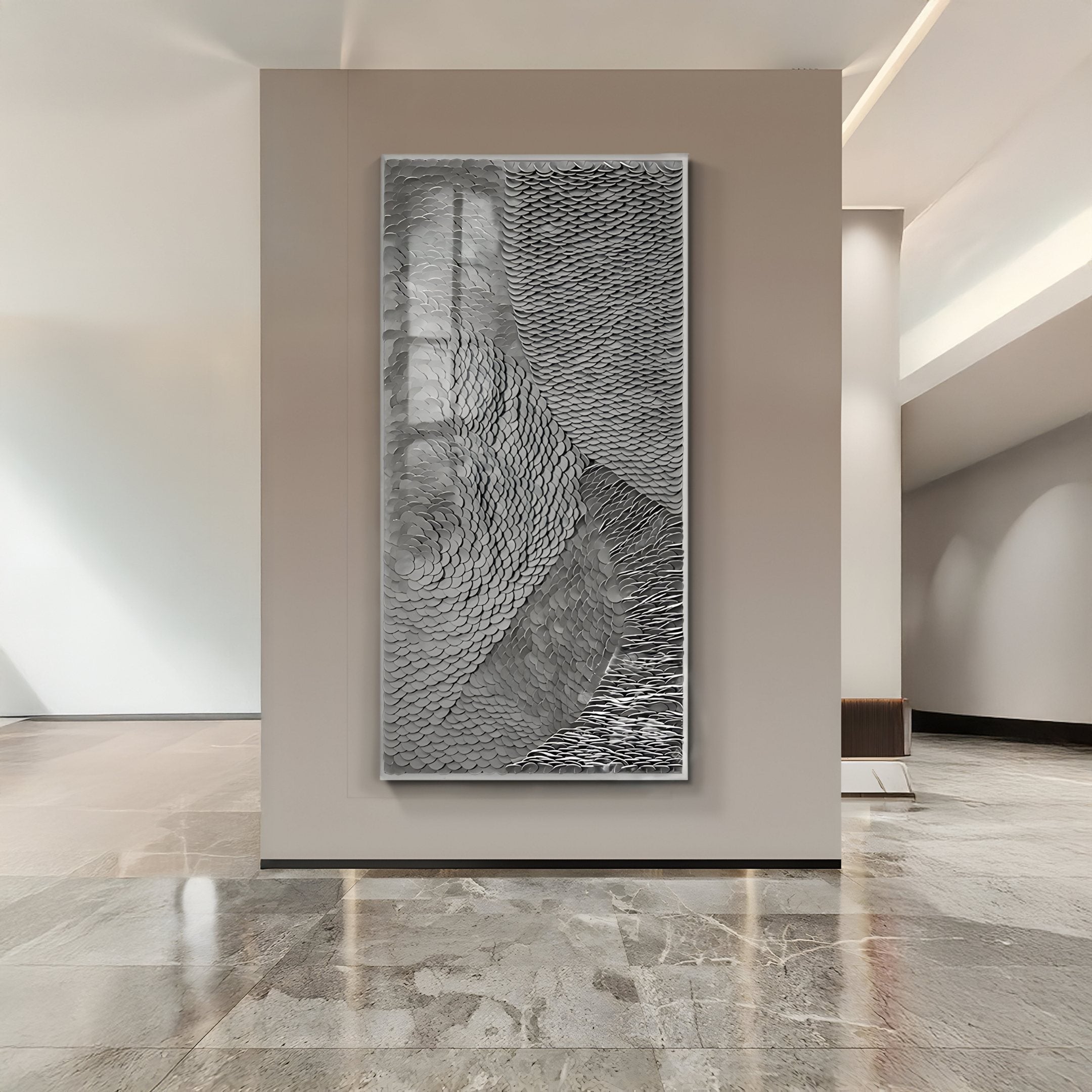 Vermira Deep Grey Textured Leather 3D Wall Art