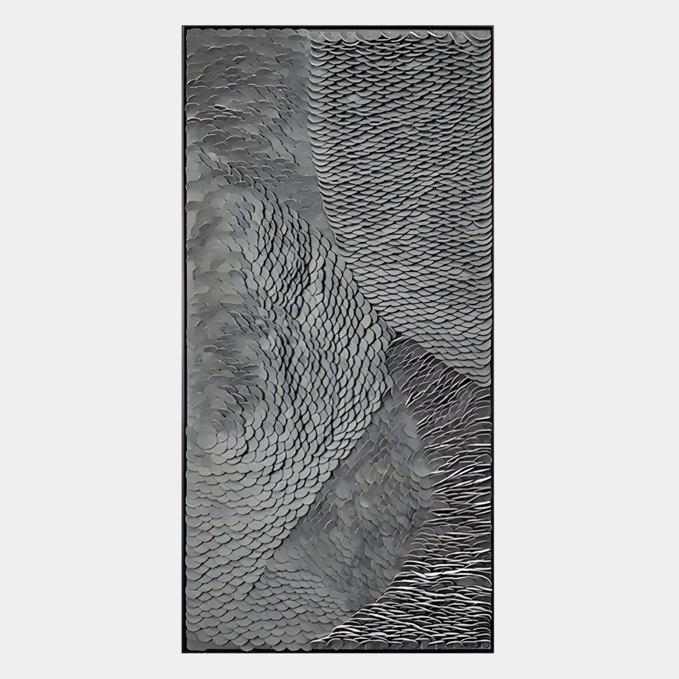 Vermira Deep Grey Textured Leather 3D Metal Framed Wall Art