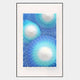 The Glaciera Turquoise Sky Silver Acrylic 3D Wall Art by Giant Sculptures features three white circles with textured blue and turquoise patterns on white, creating depth and movement for a bold piece of contemporary decor.