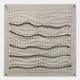 The Tanglewave Ivory & Charcoal Ripple Texture Acrylic 3D Wall Art by Giant Sculptures features parallel white and black rods in wavy, horizontal lines, creating a modern undulating pattern within a square frame on a light background.