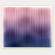The Current III Rose Plum & Midnight Purple Acrylic 3D Wall Art by Giant Sculptures features vertical, wavy lines that create an abstract ombré gradient from light pink to deep blue, enhanced by a thin gold frame for modern depth and style.
