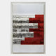 Rhythm Crimson & Silver Layered Stripe Leather 3D Wall Art by Giant Sculptures features alternating reflective silver and opaque red bands on a white background, creating a textured, modern look—perfect as statement wall decor.