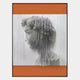 The Edge Terracotta David Bust Leather & Acrylic 3D Wall Art by Giant Sculptures features a 3D white profile of David created with vertical slats set against a vibrant orange and white backdrop, delivering eye-catching optical illusion decor.