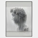 The Edge Greige David Bust Leather & Acrylic 3D Wall Art by Giant Sculptures features a modern, classical male profile crafted with vertical white slats for a bold 3D effect against a white backdrop, framed in black.