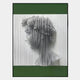 The Edge Forest Green David Bust Leather & Acrylic 3D Wall Art by Giant Sculptures features a white sculpted David in profile, fragmented by vertical lines, centered on a green and white background—ideal for abstract modern Renaissance décor.