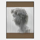 The Edge Earth Brown David Bust Leather & Acrylic 3D Wall Art by Giant Sculptures features a classical profile portrait crafted from vertical white slats, creating an optical illusion on a brown and white background.