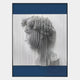 The Edge Royal Blue David Bust Leather & Acrylic 3D Wall Art by Giant Sculptures features a classical head profile made from vertical white acrylic slats, set against a blue and white background and framed in black.