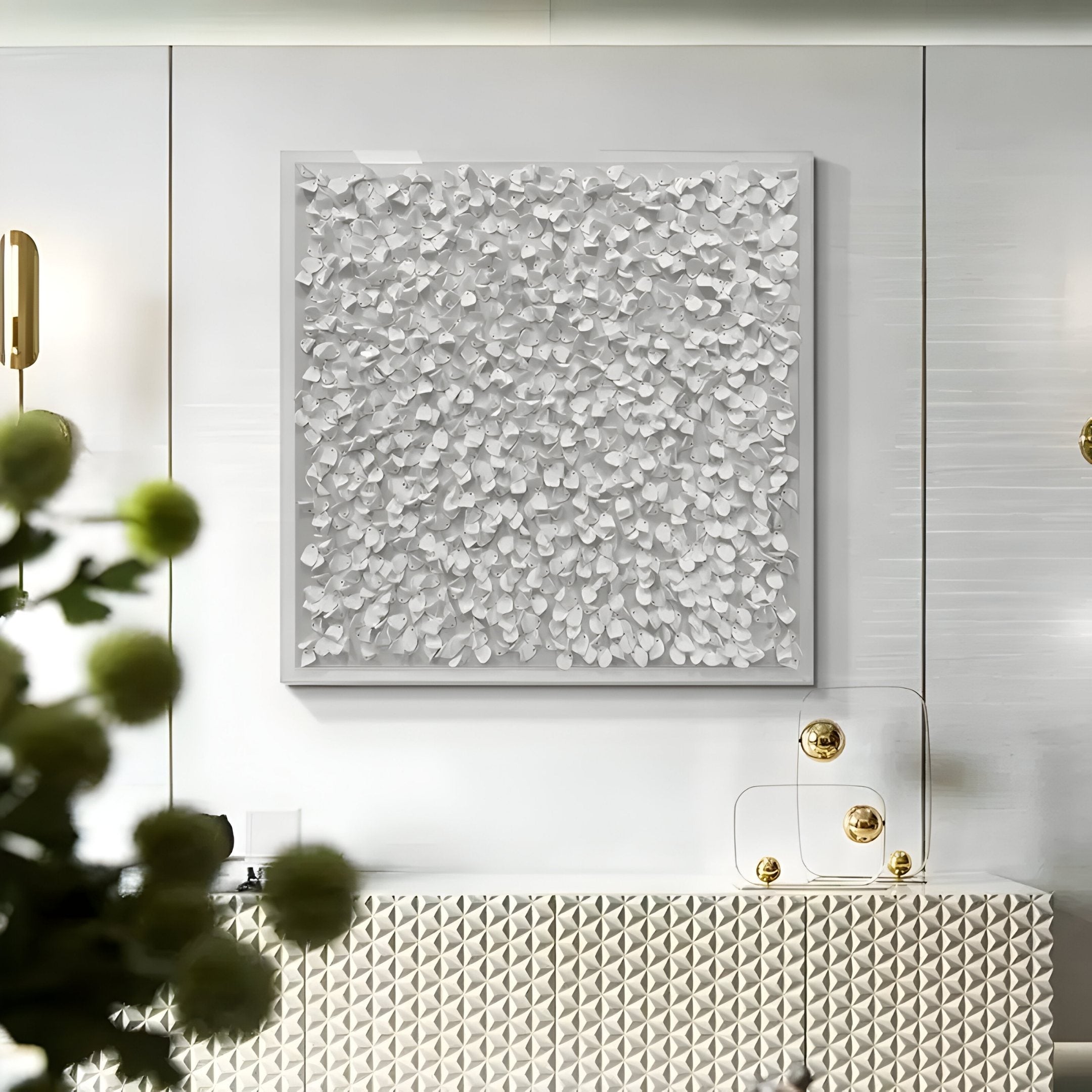 Bloom White Curved Petal Acrylic 3D Wall Art