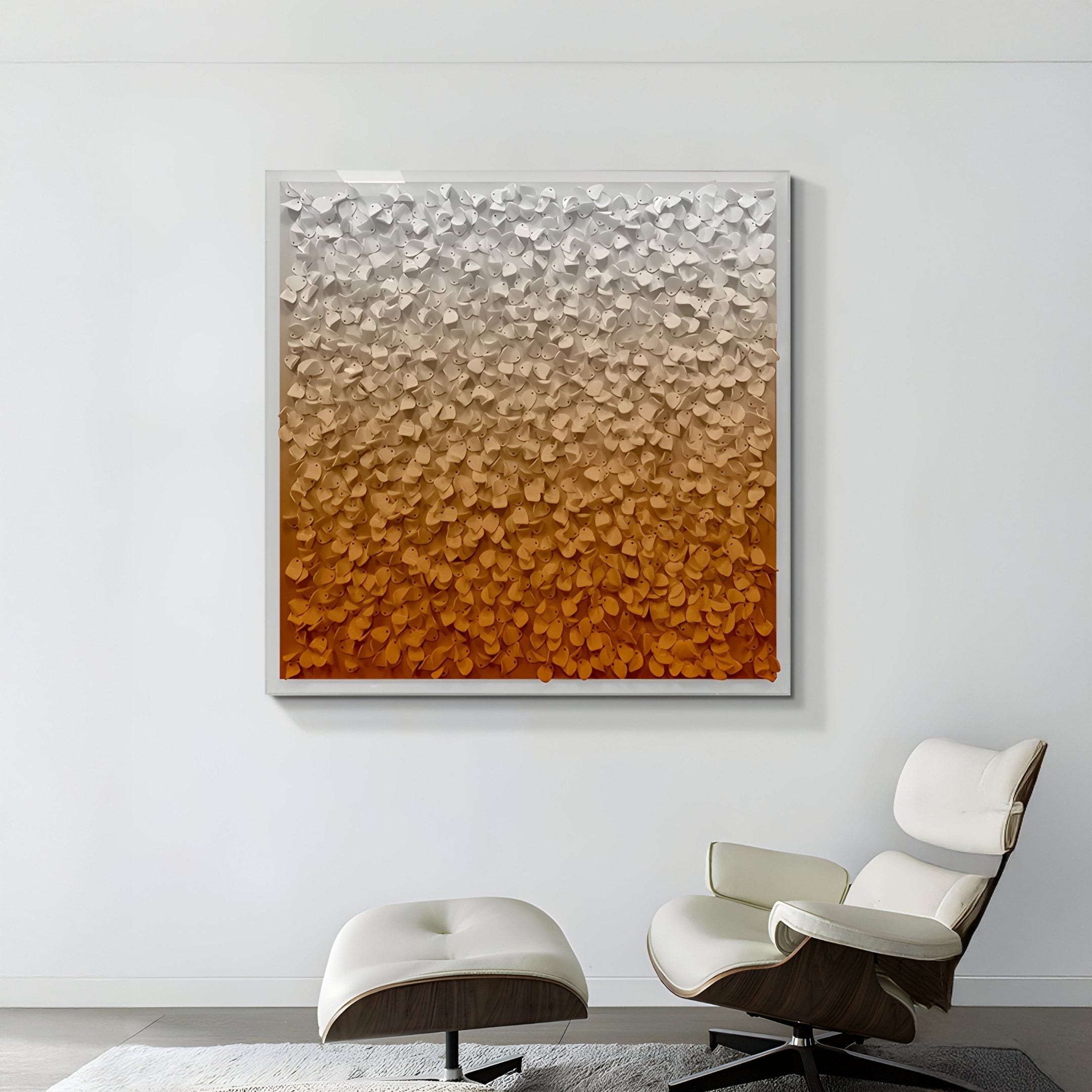 Bloom White & Amber Gradient Curved Petal Acrylic 3D Wall Art
