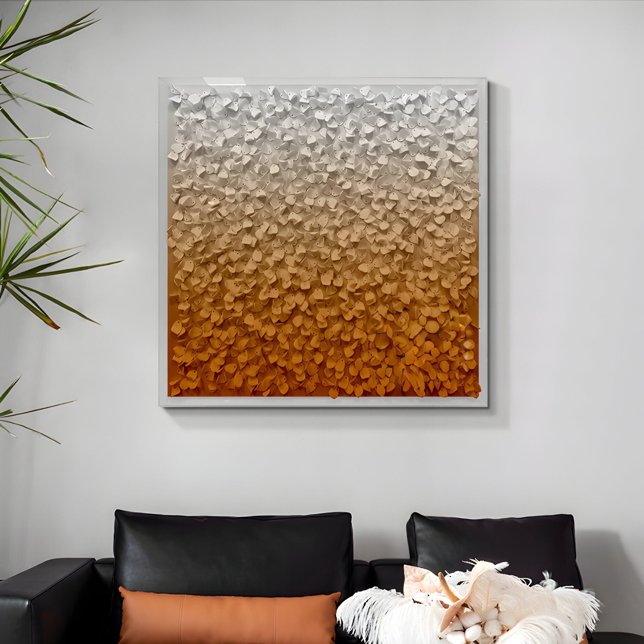 Bloom White & Amber Gradient Curved Petal Acrylic 3D Wall Art